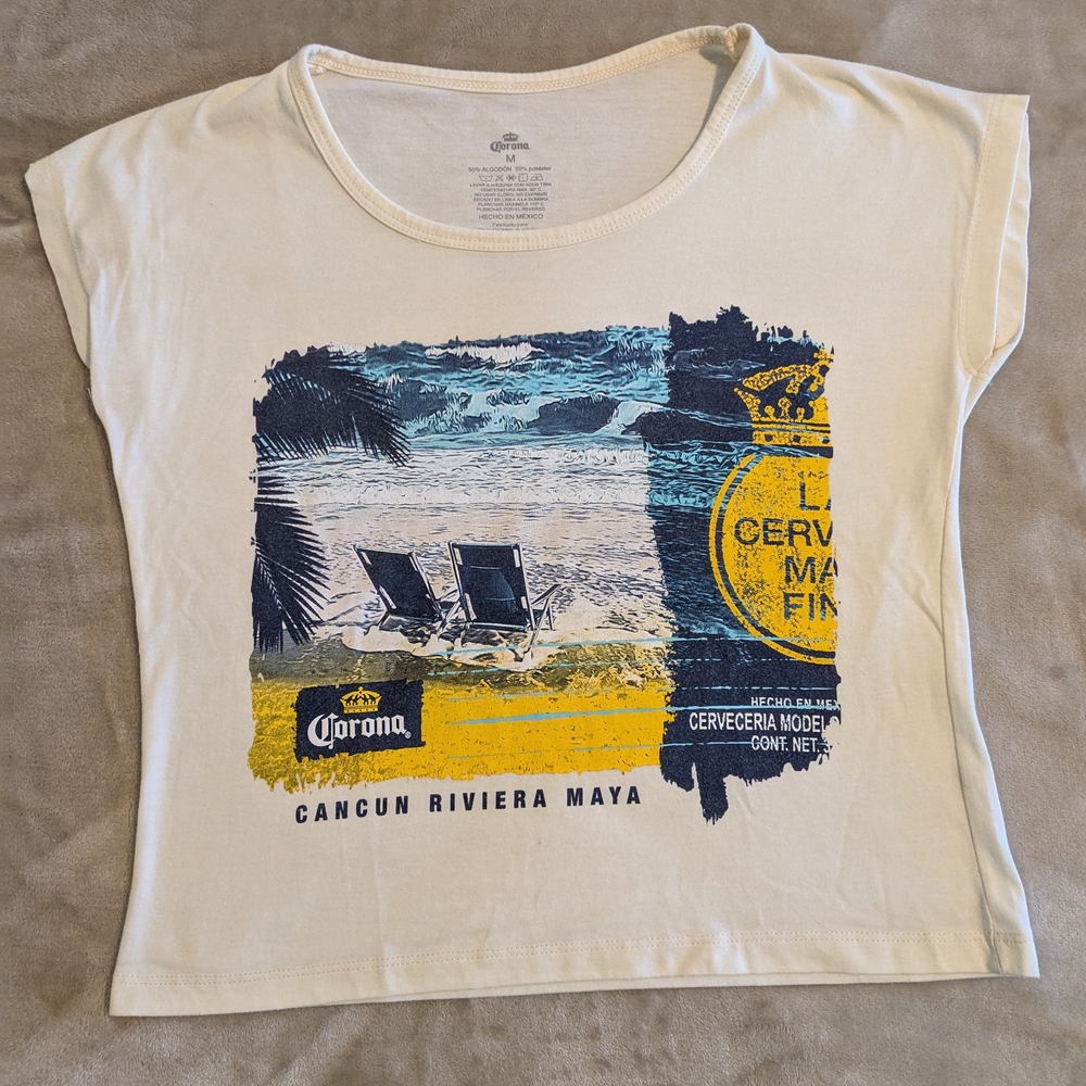Corona White and Blue Crop Top Casual Style